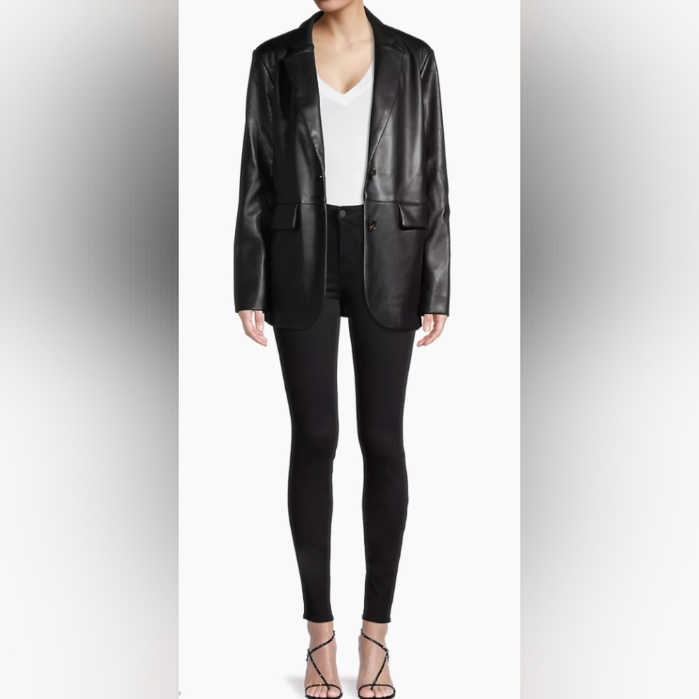 APPARIS Killian Faux Leather Blazer in Black - SZ Med